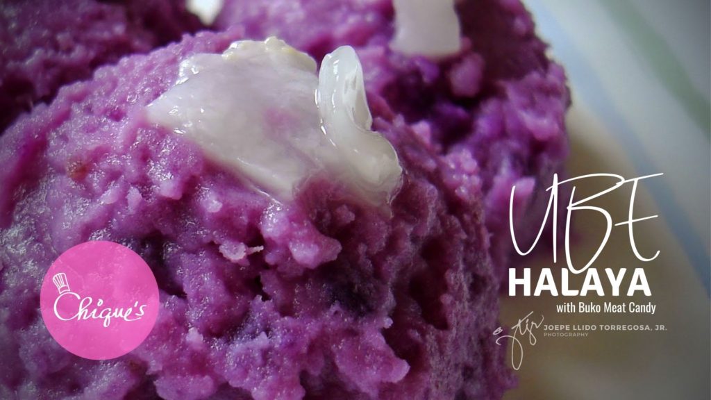 ube halaya with buko meat candy